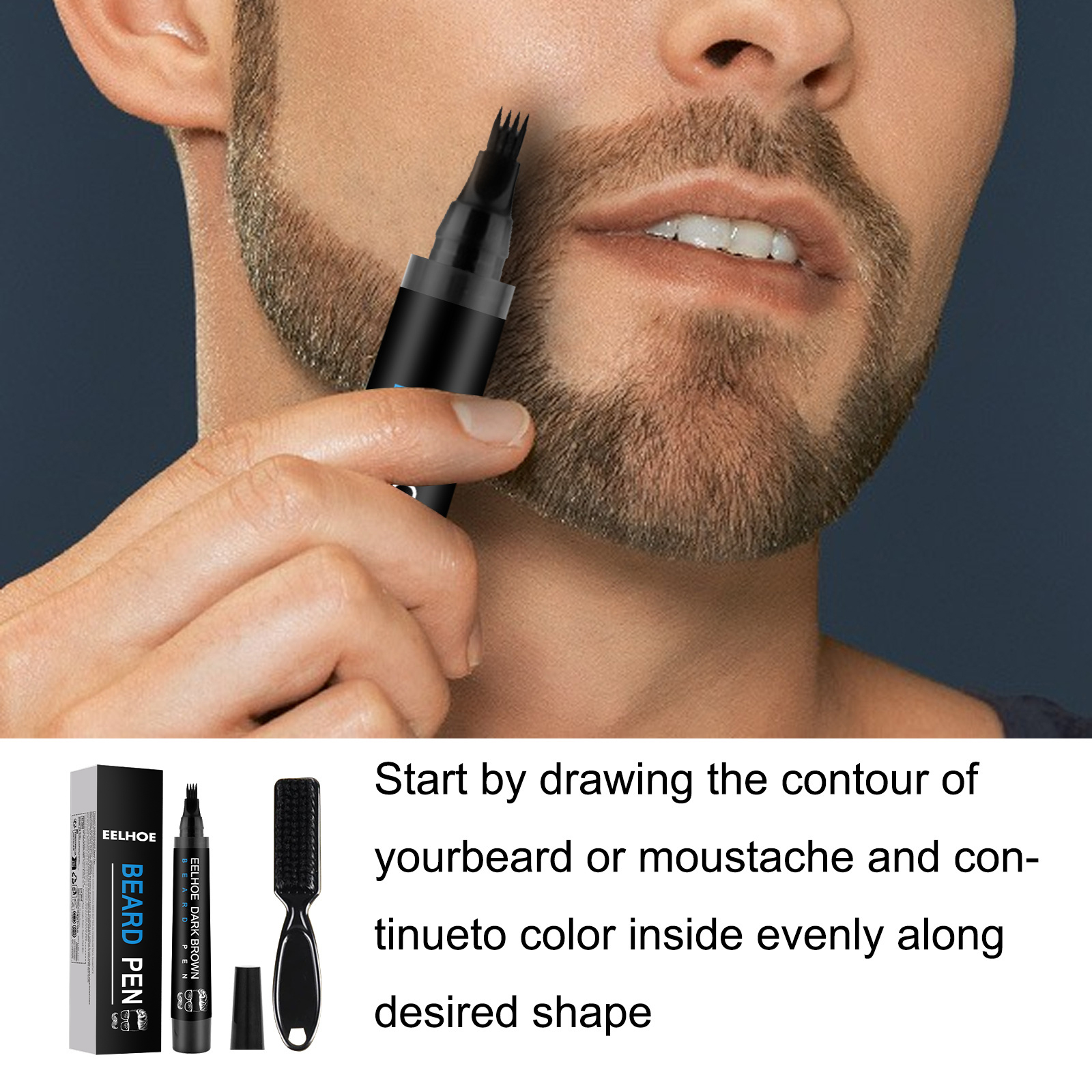 Beard Refill Pen Kit Men's Beard Natural Waterproof Beard Pen Beard Tracing Pen - Image 6