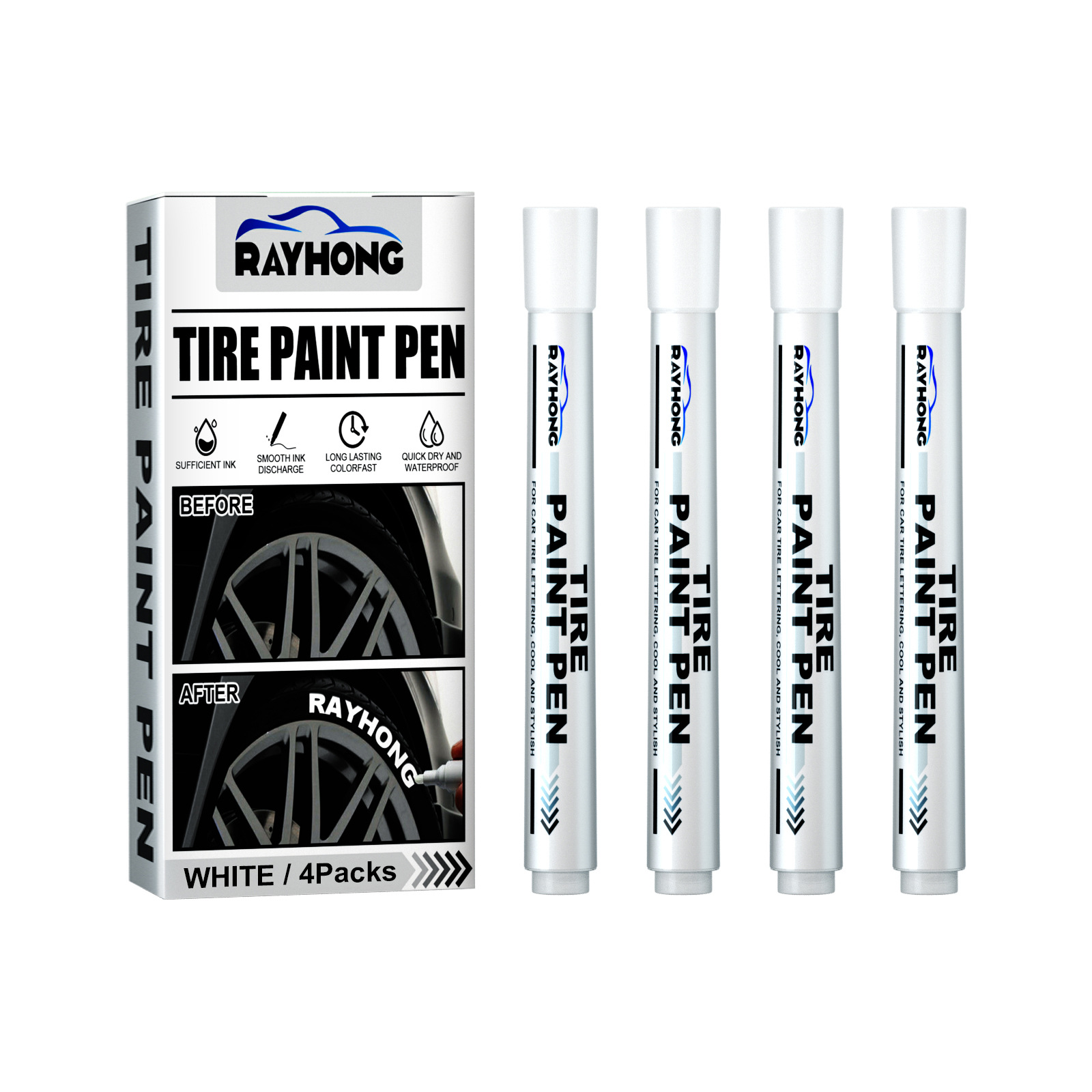 Tire Paint Pen, Car Tire Letter Pen Decorative Modification Supplies Graffiti Tracing Birthmark Pen - Image 2