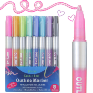 Double Line Outline Pen Set Fluorescent Pen Dual Color DIY Handnet Press Shiny Fluorescent Pen