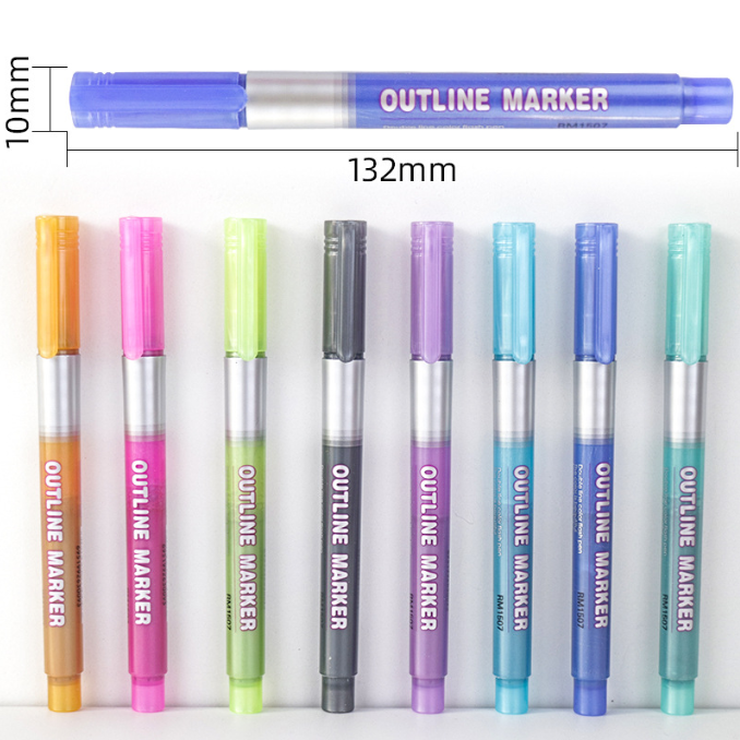 Double Line Outline Pen Set Fluorescent Pen Dual Color DIY Handnet Press Shiny Fluorescent Pen - Image 3