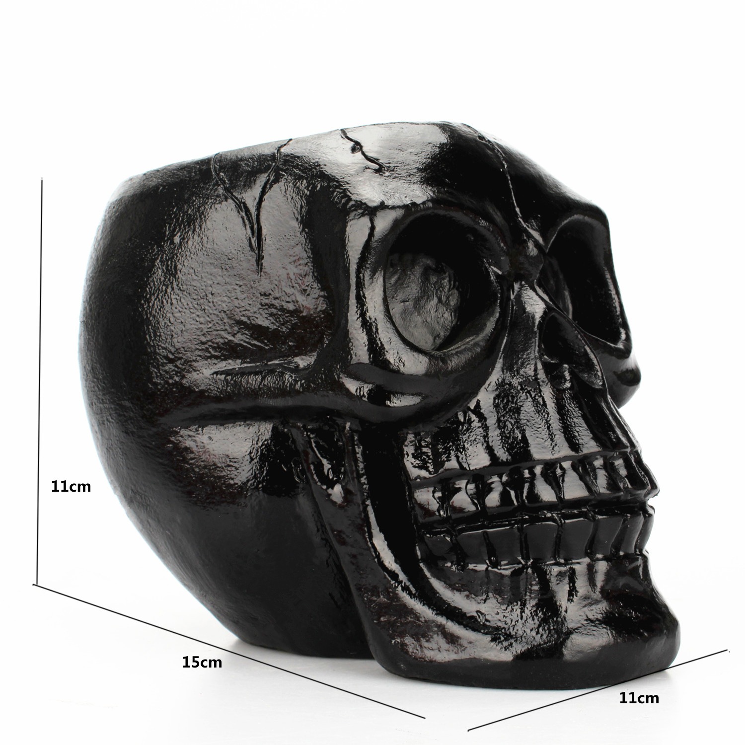 Black Skull Storage Pen Holder for Human Skull Makeup Pen - Image 5
