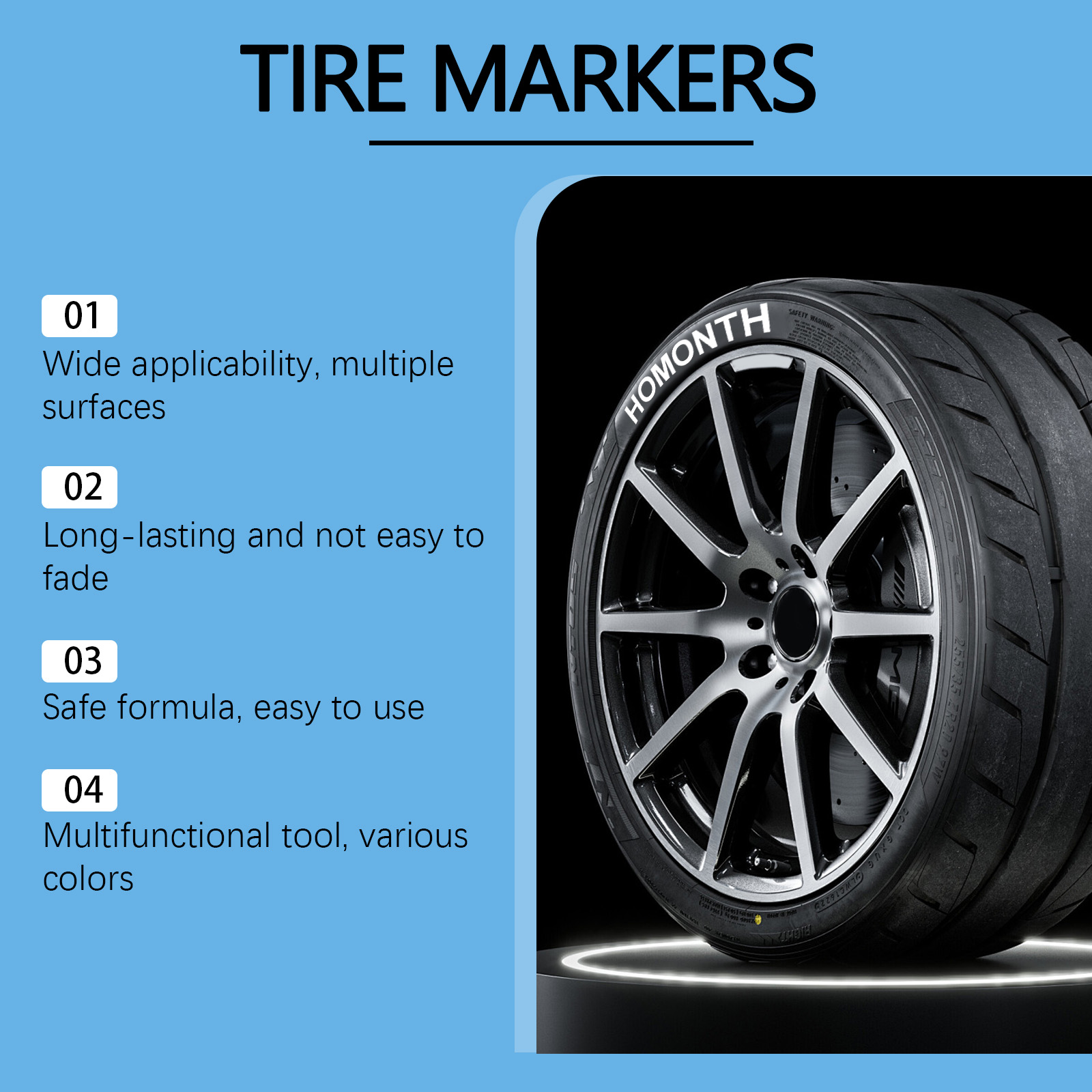 White Tire Paint Pen Car Tire Paint Pen Does Not Fade Color Creative Diy Oil Pen - Image 3