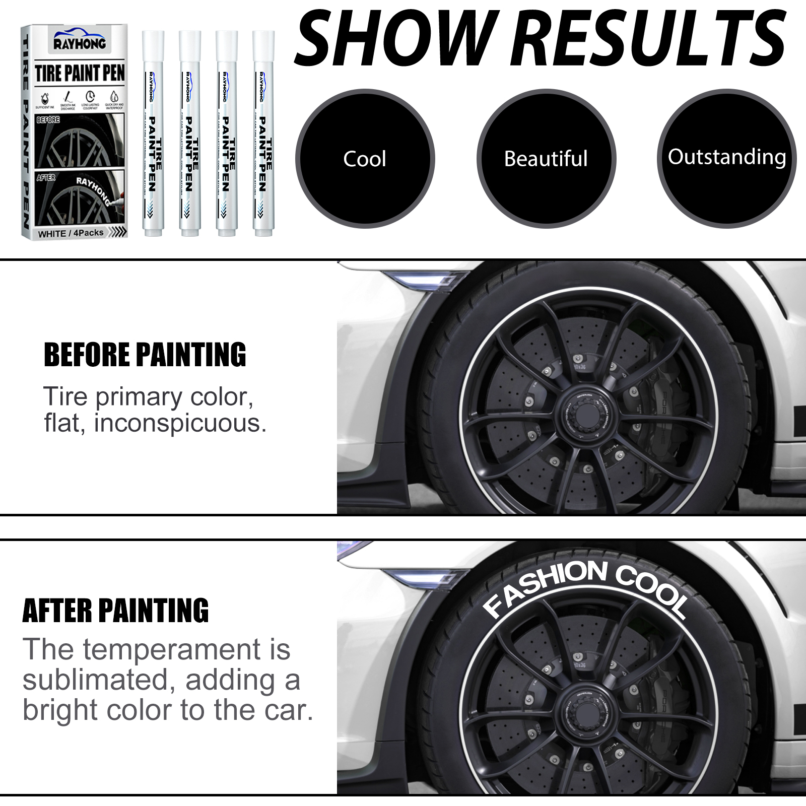 Tire Paint Pen, Car Tire Letter Pen Decorative Modification Supplies Graffiti Tracing Birthmark Pen - Image 4